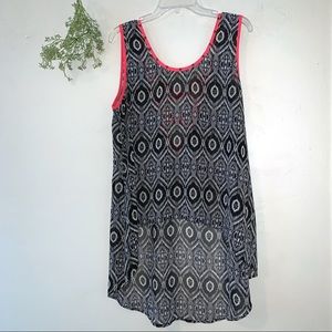 Studio Y Sleeveless Blouse Black Coral High Low